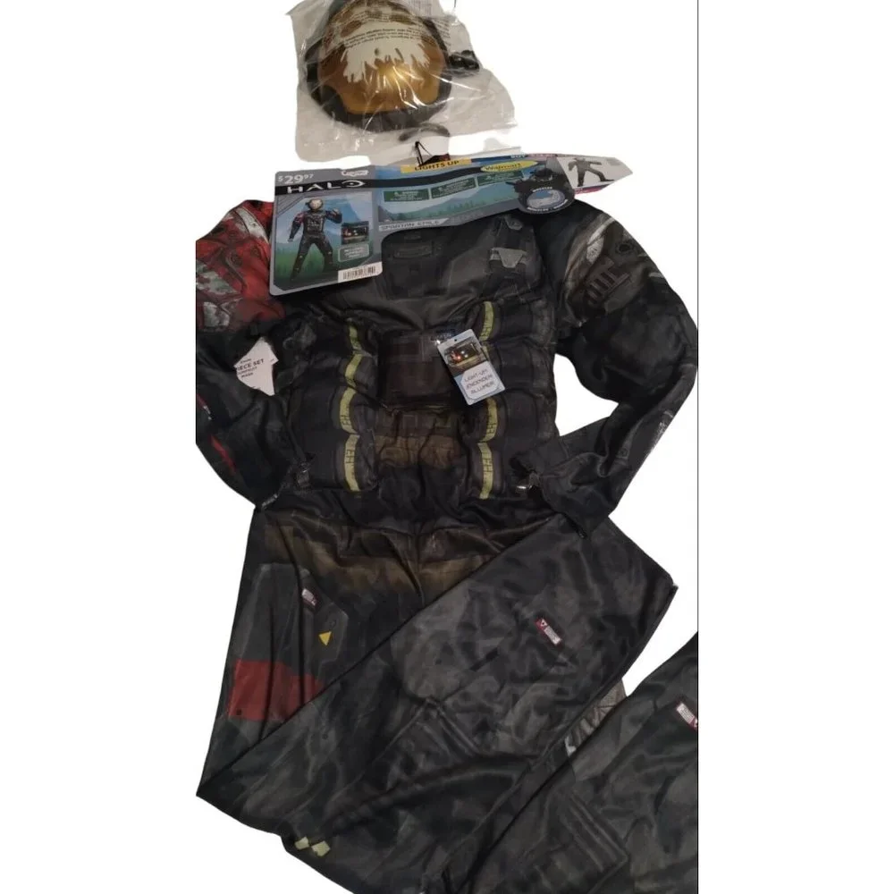 Halo Spartan Emile Boys 3 Piece Costume Small 4 to 6 Halloween Cosplay Lights Up
